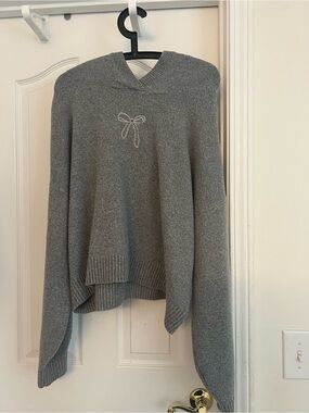 Hollister Soft Knit Hoodie with Bow Embroidery